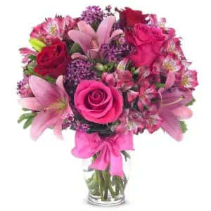 Valentines Romance Rose and Lily Celebration Bouquet