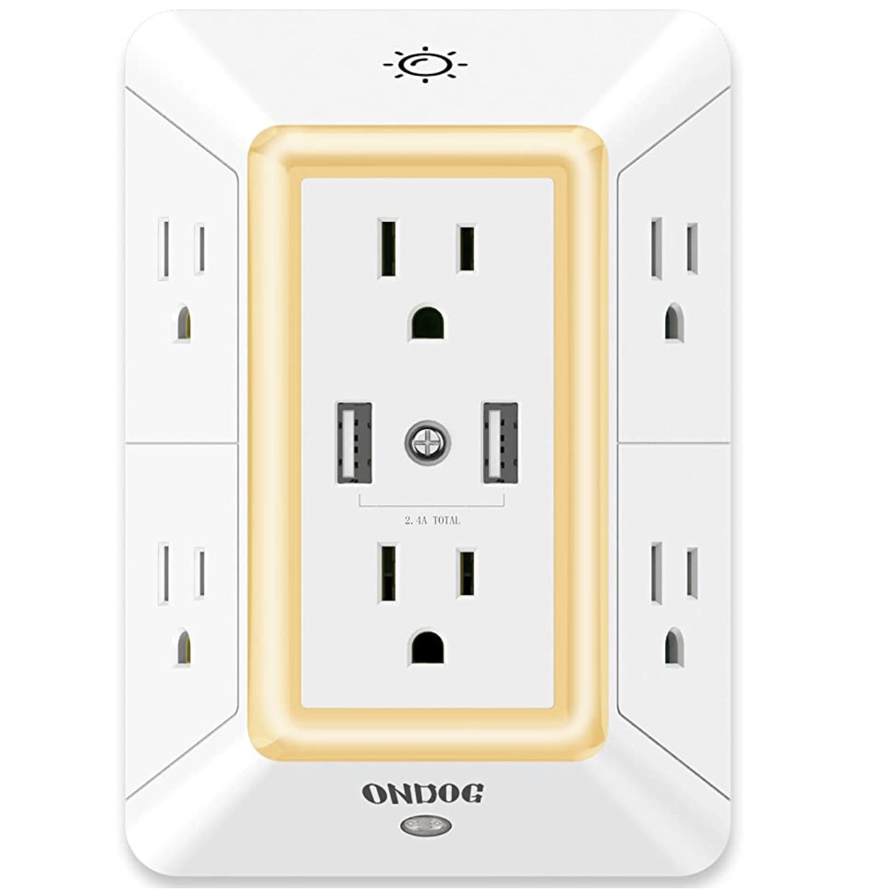 Multi Plug Outlet, Outlet Expanders, ONDOG Surge Protector with 6-Outlet Extender and 2 USB Ports and Night Light For