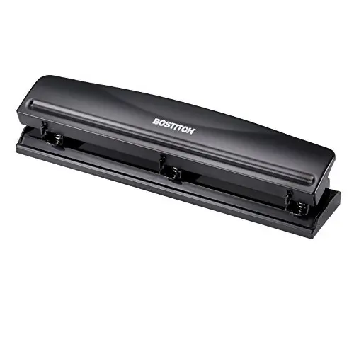 Bostitch Office 3 Hole Punch, Durable Metal,Rubber Base, 12 Sheets, Black (KT-HP12-BLK), 1 Pack, List Price is