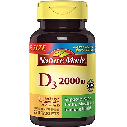 Nature Made Vitamin D3 2000 IU (50 mcg) Tablets, 220 Count