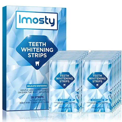 Teeth Whitening Strips for Sensitive Teeth , Reduced Sensitive White Strips for Teeth Whitening , Enamel Safe White Teeth Strips , 28 Pcs Natural Teeth Whitener Strips , 14 Treatments by Imosty 
