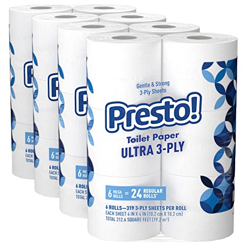 Amazon Brand – Presto! 319-Sheet Mega Roll Toilet Paper