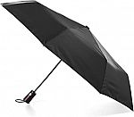 totes Automatic Open Wooden Handle Umbrella (Black)
