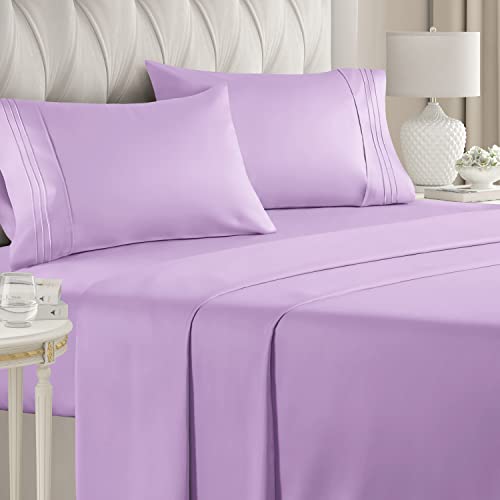 Full Size Sheet Set - 4 Piece - Hotel Luxury Bed Sheets - Extra Soft - Deep Pockets - Easy Fit - Breathable & Cooling Sheets - Wrinkle Free - Comfy – Lavender Bed Sheets - Fulls Sheets – 4 PC 