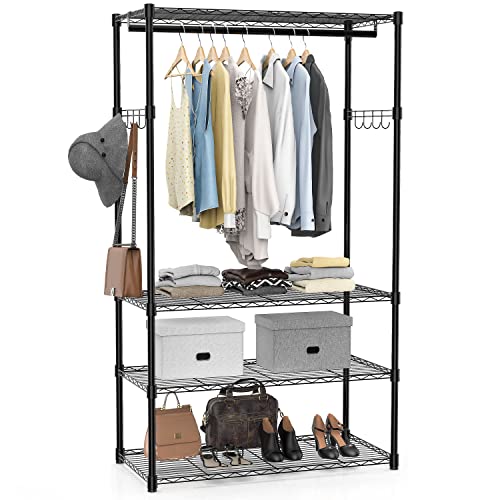 Wire Garment Rack 4 Tiers Heavy Duty Clothes Rack