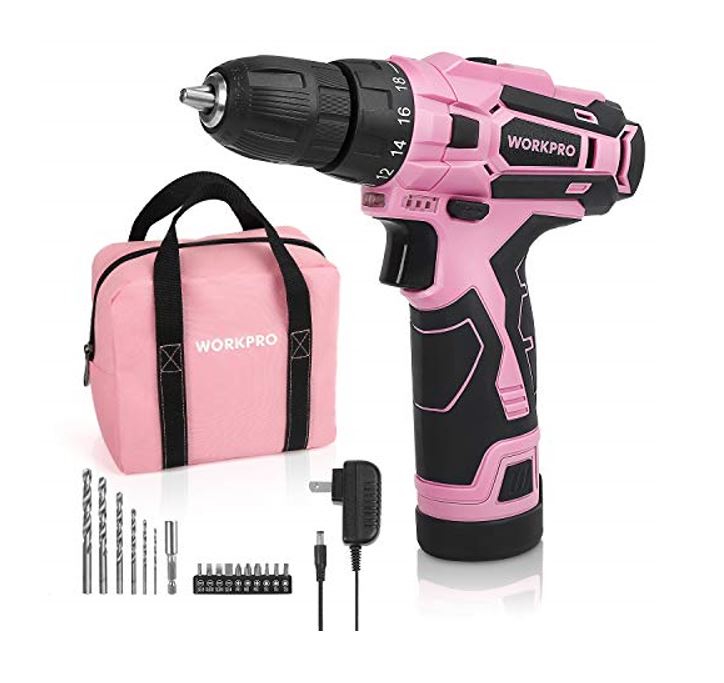 WORKPRO Pink Cordless Drill Driver Set