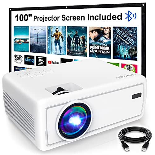 【Updated】 Mini Projector, 7500L Portable WiFi Projector with 100'' Screen, Full HD 1080P and 240" Supported, Wireless Home Projector for Outdoor Movie Night, Compatible with TV Stick, Android &iPhon 
