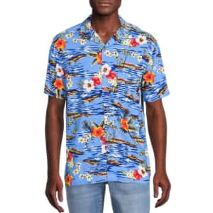 George Men's Printed Button Front Shirt