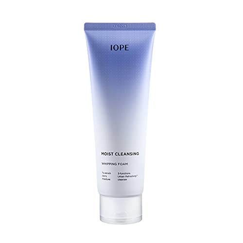 IOPE Facial Cleanser 'Moist Cleansing Whipping Foam' - Moisturizing Makeup Remover for Deep Cleansing - Daily Face Wash Foam for All Skin Types - Korean Skincare, 6.08Fl. Oz by Amorepacific 
