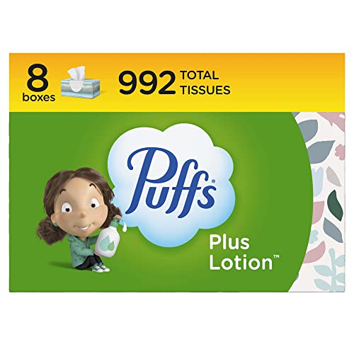 Puffs Plus Lotion Facial Tissue, 8 Family Boxes, 124 Facial Tissues per Box, List Price is