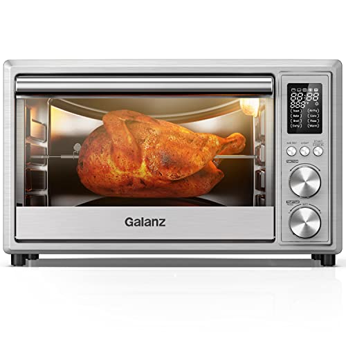 Galanz GT12SSDAN18 Combo 8-in-1 Air Fryer Toaster Oven, Convection Oven with Rotisserie & Dehydrator, 6 Accessories Included, 1800W, 32 Quart Extra Large, Stainless Steel