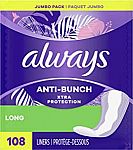 108-Ct Always Anti-Bunch Xtra Protection Daily Liners