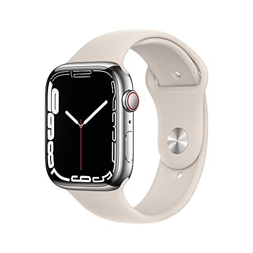史低价！Apple苹果 Watch 7 智能手表，不锈钢表壳，Cellular网络，45mm表盘