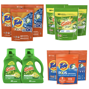 Tide or Gain Laundry Detergent at Amazon