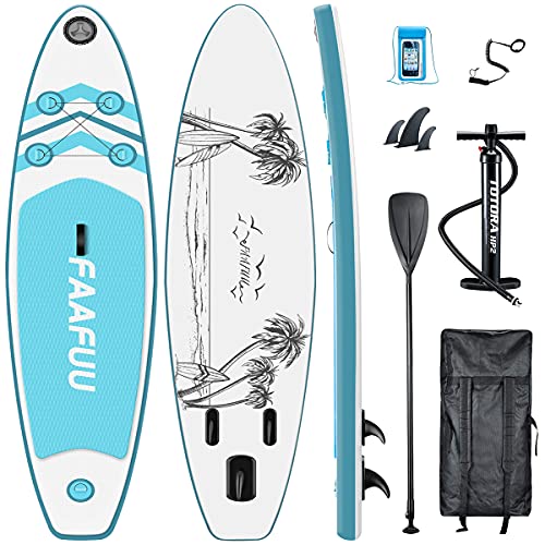 Inflatable Stand Up Paddle Board,Paddleboard with Premium SUP Accessories,Backpack, Non-Slip Deck, Waterproof Bag, Leash, Paddle and Hand Pump 