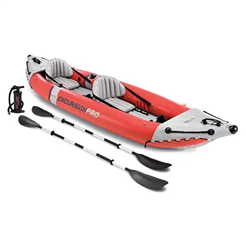 Intex Excursion Pro Kayak, Professional Series Inflatable Fishing Kayak, K2: 2-Person, Red, List Price is