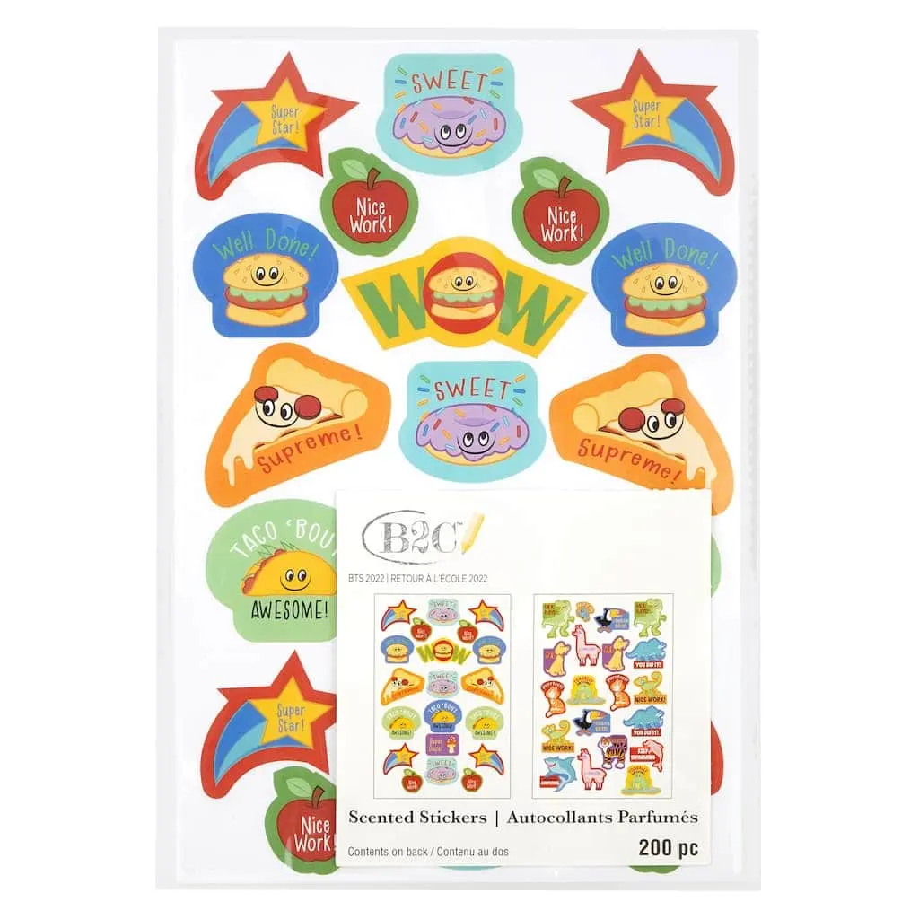 B2C Assorted Sticker Sheets: 1000ct Stars & Smiles, 200ct Scented