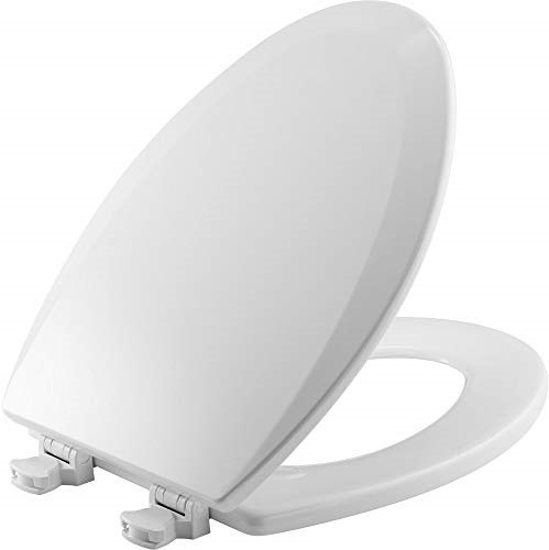 Bemis 1500EC 390 Toilet Seat with Easy Clean & Change Hinges, Elongated, Durable Enameled Wood, Cotton White, List Price is