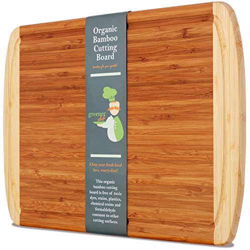 Organic Extra Large Bamboo Cutting Board with Lifetime Replacements - Extra Large Wood Cutting Board - Bamboo Chopping Board for Meat Cheese and Vegetables