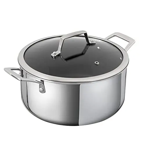 Kuhn Rikon Peak Safe Non-Stick Induction Dutch Oven with Glass Lid, 5 liter/24 cm, Silver, Now