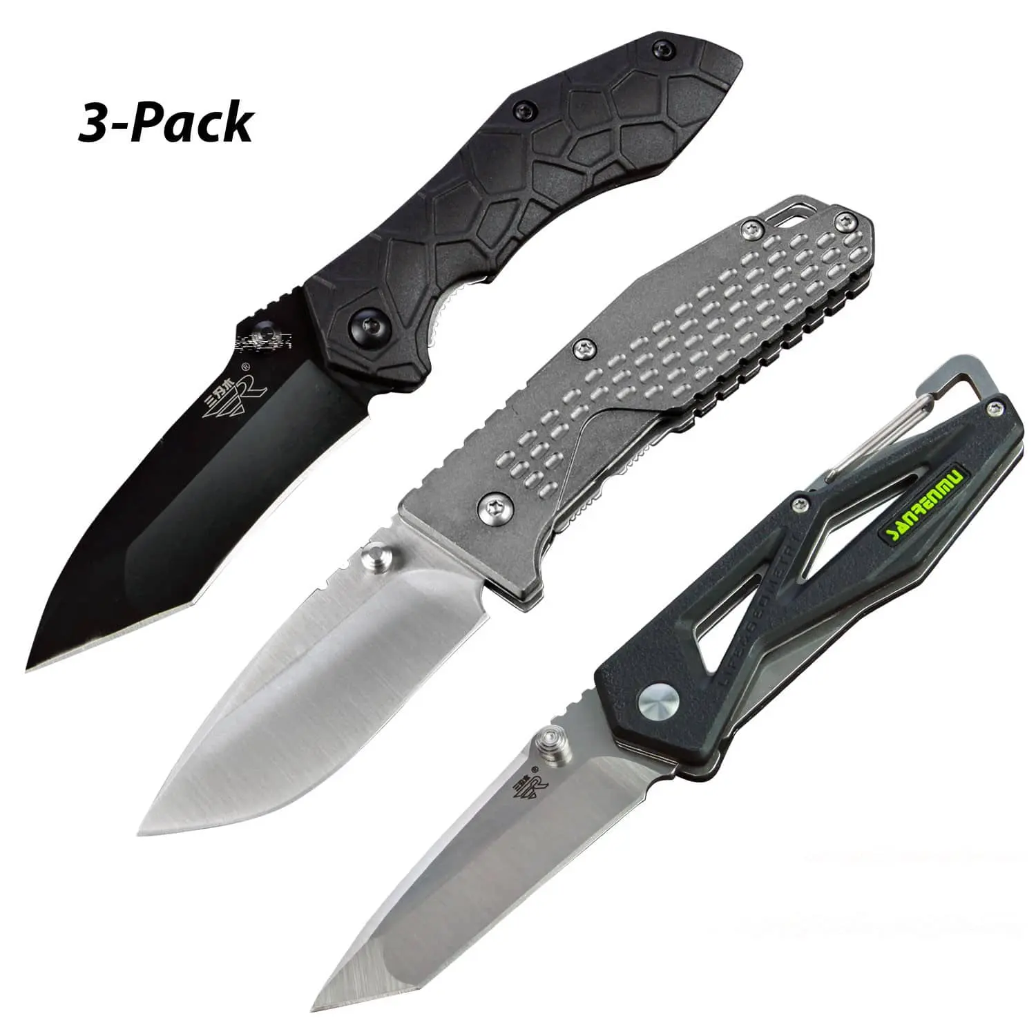 3-Pack 8Cr14 Stainless Steel Folding Pocket Knives (2.75" Bade)