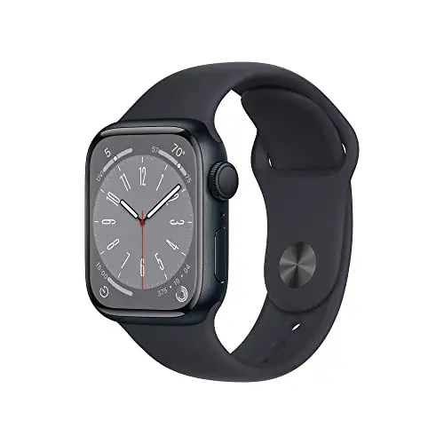 Apple Watch Series 8 [GPS 41mm] Smart Watch w/ Midnight Aluminum Case with Midnight Sport Band - M/L. Fitness Tracker, Blood Oxygen & ECG Apps, Always-On Retina Display