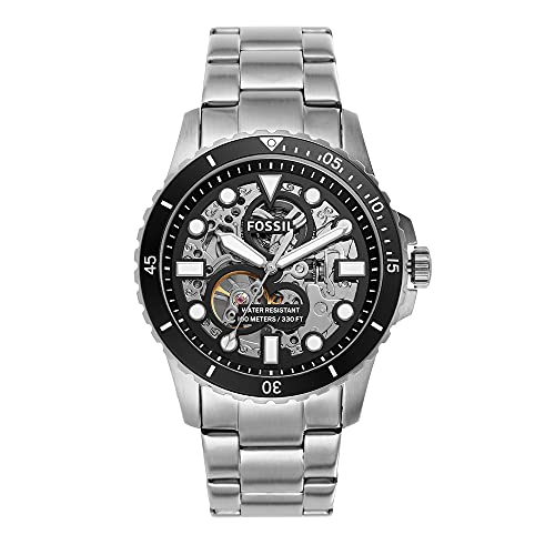 史低价！Fossil化石 FB-01 镂空 男士 不锈钢 机械手表