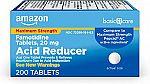 200 Count Amazon Basic Care Maximum Strength Famotidine Tablets 20 mg, Acid Reducer for Heartburn Relief