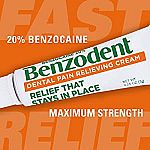 0.25 Ounce Benzodent Dental Pain Relieving Cream for Dentures and Braces