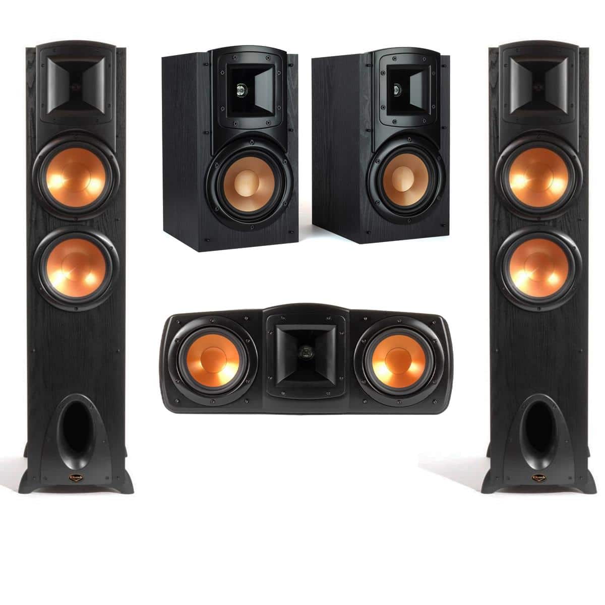Klipsch Synergy Black Label Speakers: 2x F-300 Floors + C-200 Center + B-200 Bookshelf