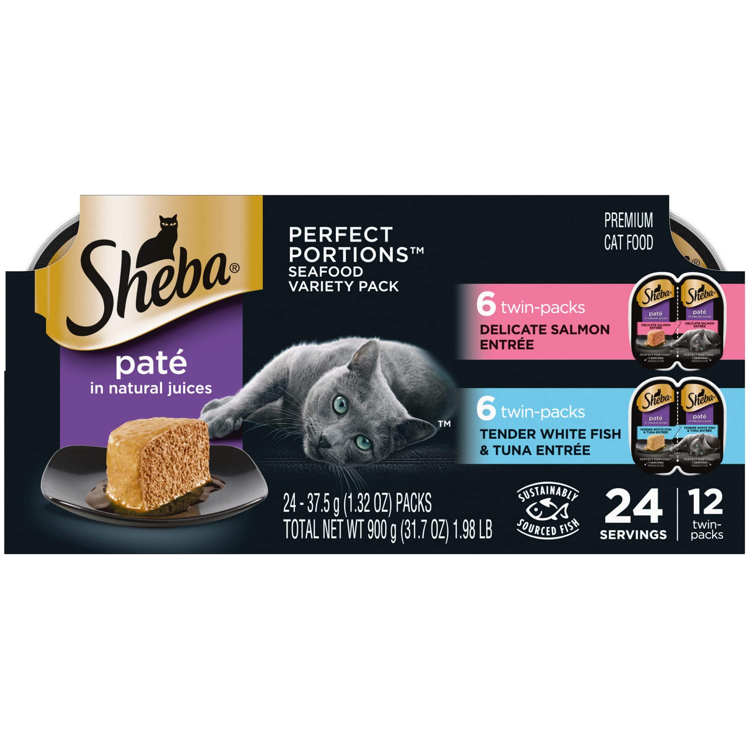 24-Count 2.6-oz Sheba Perfect Portions Wet Cat Food Paté (Fish Variety Pack)