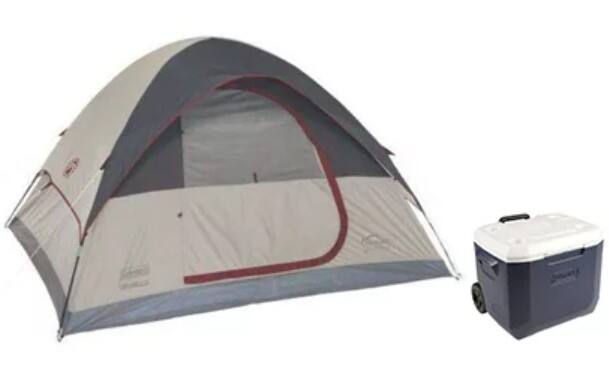 Coleman Sundome 4-Person Camping Tent + 50-Qt Xtreme 5-Day Wheeled Hard Cooler
