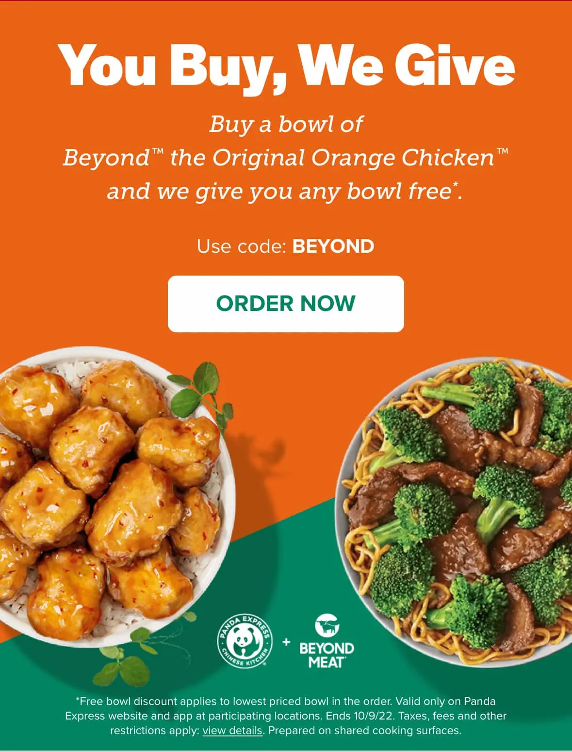 Panda Express Offer: Purchase One Beyond Orange Chicken Bowl, Get Any Bowl