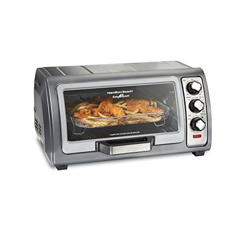 Hamilton Beach Air Fryer Countertop Toaster Oven with Large Capacity, Fits 6 Slices or 12” Pizza, 4 Cooking Functions for Convection, Bake, Broil, Easy Reach Roll-Top Door,  (31523)