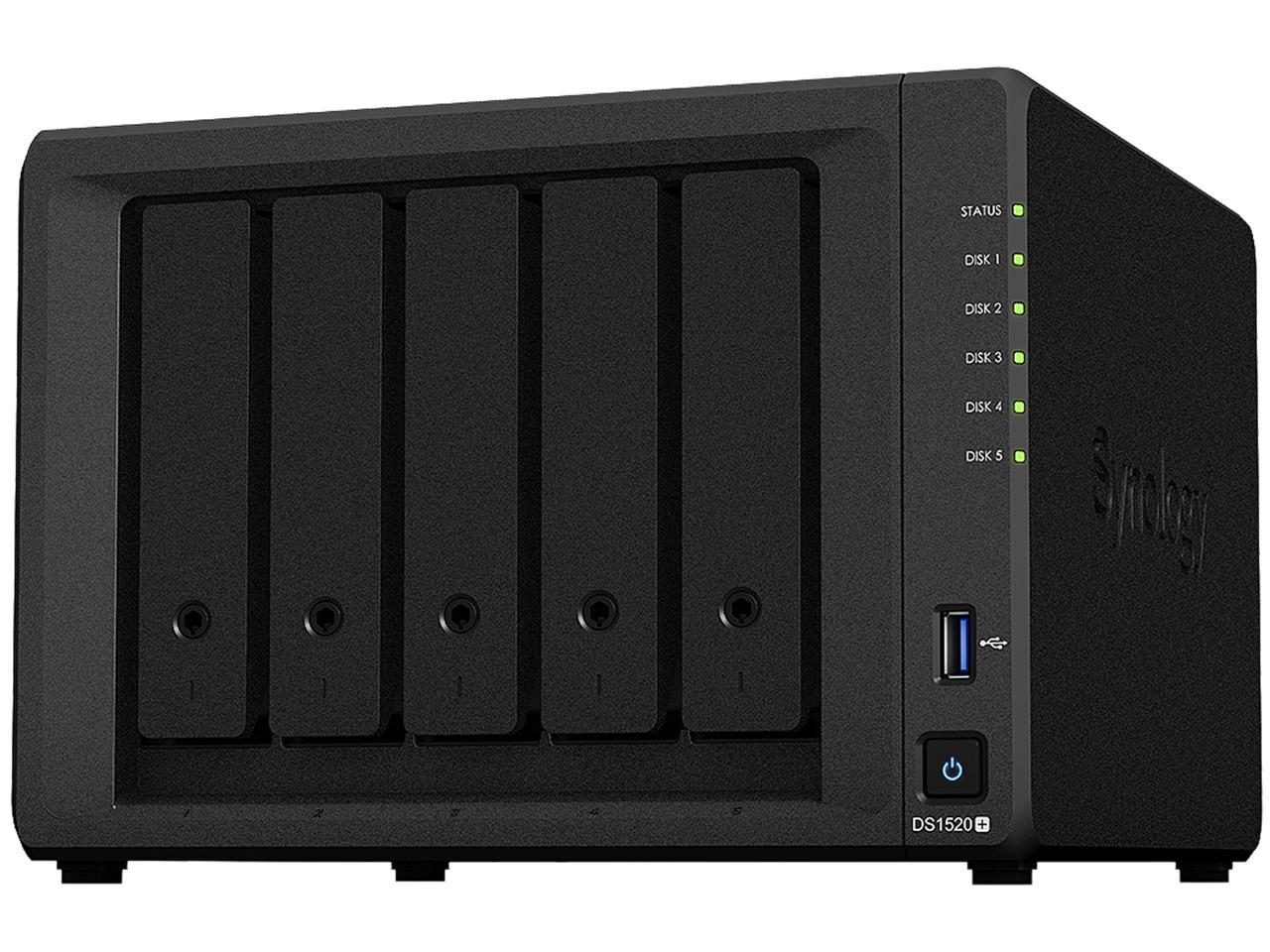 Synology DS1520+ 5-Bay 8GB 4-Core 2.0GHz CPU NAS Diskless DiskStation