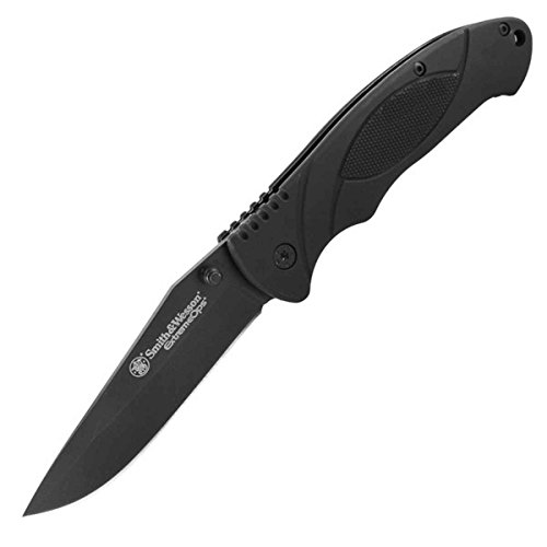Smith & Wesson Extreme Ops SWA25 7.8in High Carbon S.S. Folding Knife with 3.3in Clip Point Blade and Aluminum Handle for Outdoor, Tactical, Survival and EDC, Now