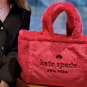 新品打折！Kate Spade Ella Shearling小号托特包草莓熊配色- 北美找丢网