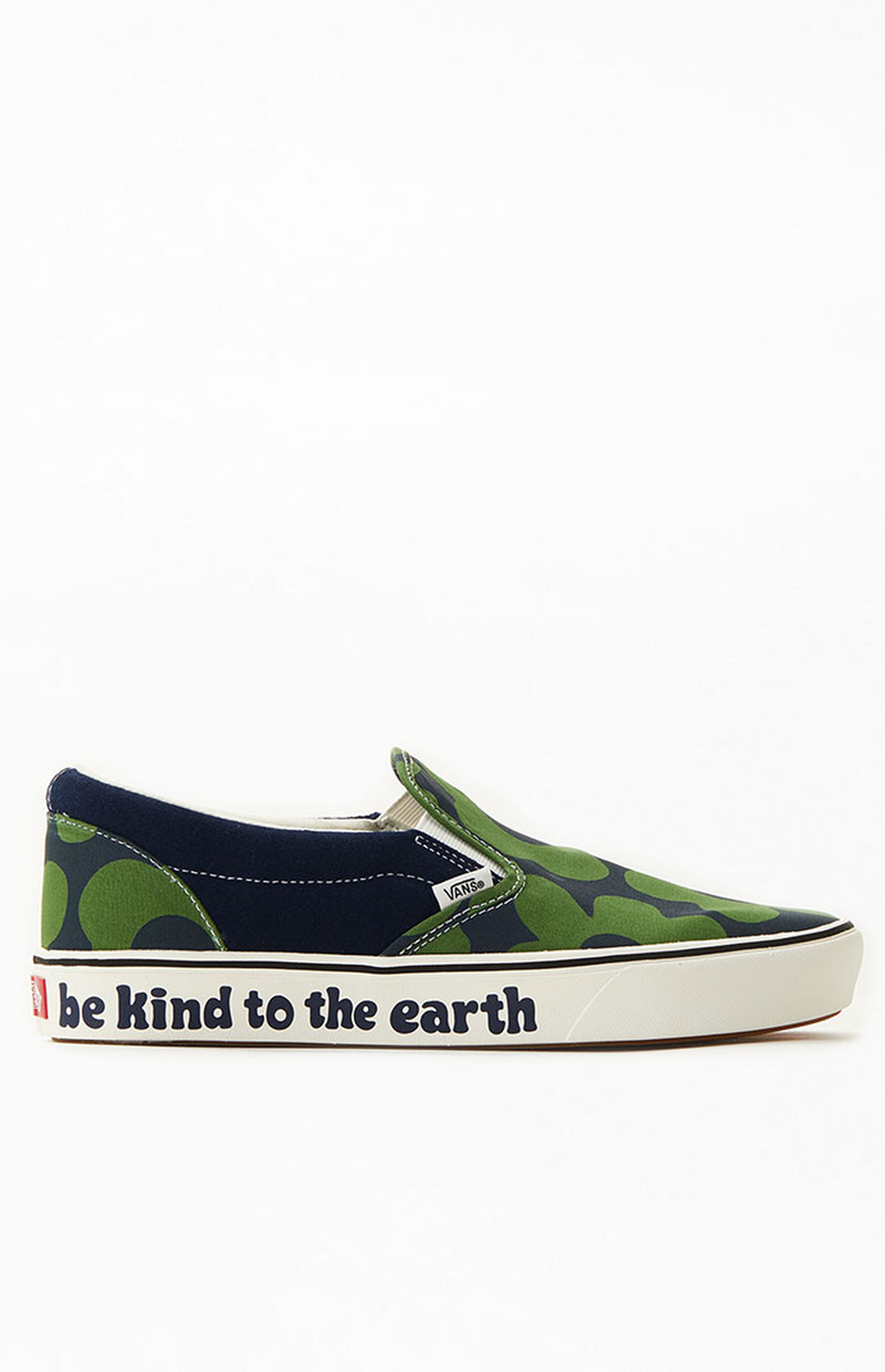 Vans Men's ComfyCush Slip On Floral Shoes (Green/Navy, Sizes 9-12)