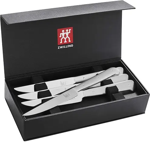 ZWILLING Porterhouse Stainless Steel 8-pc Steak Knife Set with Black Presentation Case, silver