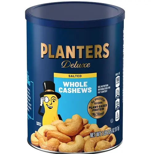 PLANTERS Deluxe Whole Cashews, 18.25 oz. Resealable Jar - Wholesome Snack Roasted in Peanut Oil with Sea Salt - Nutrient-Dense Snack & Good Source of Magnesium, 18.25oz