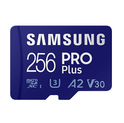 SAMSUNG PRO Plus + Adapter 256GB microSDXC Up to 160MB/s UHS-I, U3, A2, V30, Full HD & 4K UHD Memory Card for Android Smartphones, Tablets, Go Pro and DJI Drone (MB-MD256KA/AM)