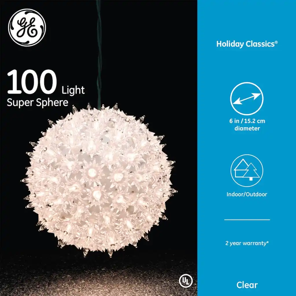 Select Michaels Stores: GE Holiday Classics 100-Light Super Sphere (Clear)