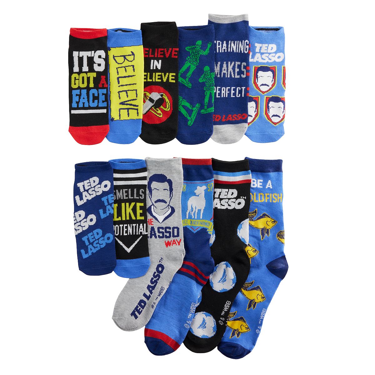 12-Pair Men's Advent 12 Days of Socks (Peanuts, Star Wars, Ted Lasso, Seinfeld)