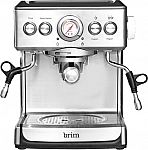 Brim - Espresso Maker with 19 bars of pressure, Milk Frother and Removable water tank