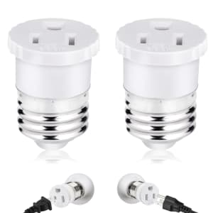 eRqILUJI Light Bulb Socket Adapter 2-Pack