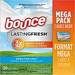 3 x 130-Ct Bounce WrinkleGuard Mega Fabric Softener Dryer Sheets