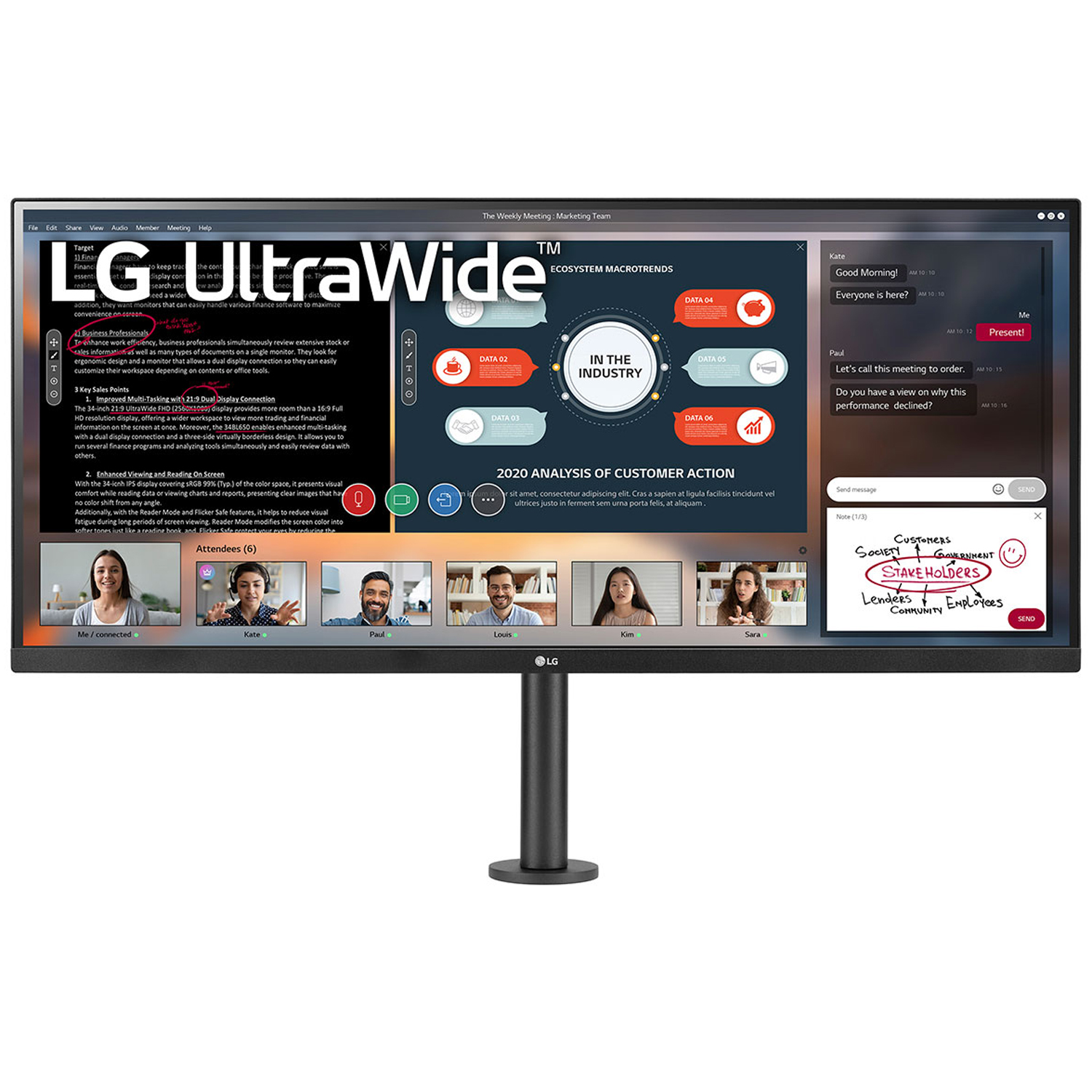 34” LG 34WP580-B 2560x1080 75Hz 5ms HDR10 FreeSync IPS Monitor w/ Ergo Stand