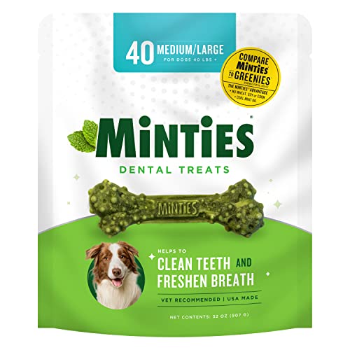 40-Ct 32-Oz Minties VetIQ Dog Dental Bone Treats (Medium/Large Dogs of 40+ Lbs)