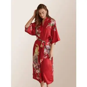 Oriental Peacock Kimono Robe