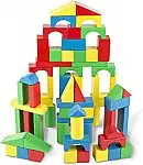 Melissa & Doug Wooden Building Blocks Set w/ 100 Blocks